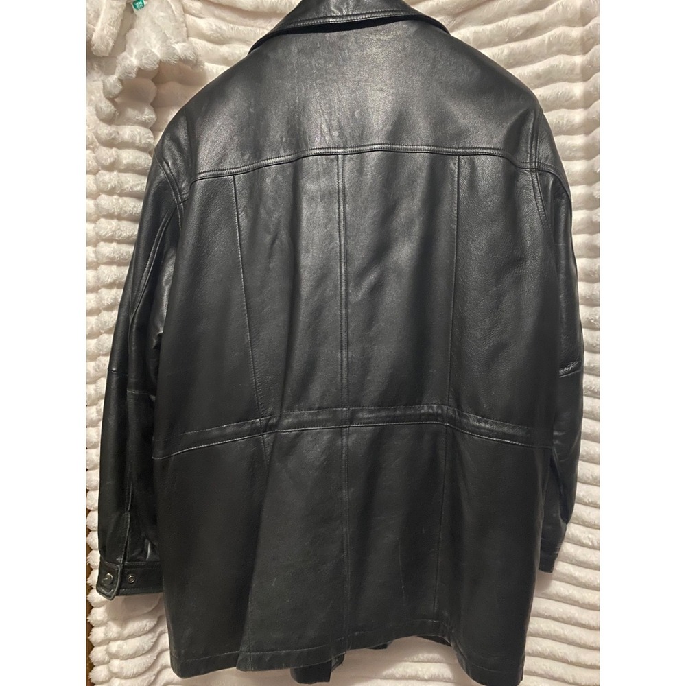 Wilson's Leather Men's Black Leather Coat Large Thinsulate Zip Out Liner Winter - Picture 2 of 15